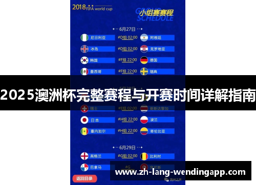 2025澳洲杯完整赛程与开赛时间详解指南